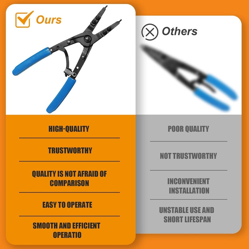 Guweta Snap Ring Pliers 38700 Internal External Heavy Duty Circlip Plier Compatible with Ford SD Ford Super Duty Pickups 2007 and Newer, 10in Blue Automotive Tool Kit for Installation and Removal - Image 4